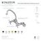 Kingston Brass KS114SN Essex Two Handle Wall Mount Kitchen Faucet, Brushed Nickel KS114SN - alternate 2